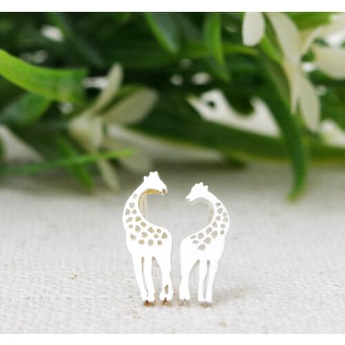 Jisensp Women Fashion Earings Punk Tiny Cute Giraffe Earrings Studs in Stud Earrings For Women Simple Jewelry Female Brincos