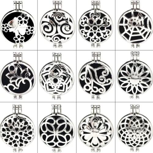 12 Options Diffuser Perfume Lockets 32mm Aromatherapy Locket Pendant Essential Oil Diffuser Locket fit for Necklace 2pcs