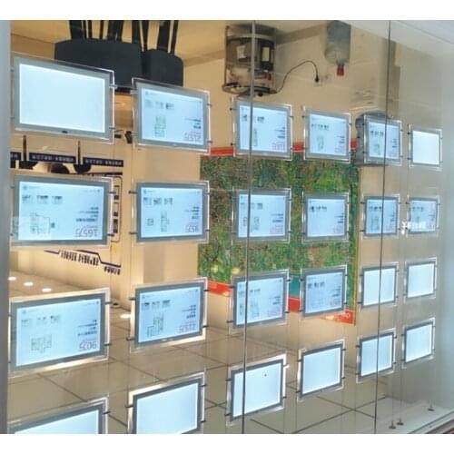 24PCS A4 Single Side Landscape Acrylic Frame LED Illuminated Window Display Light Pocket Panel For Real Estate Agent