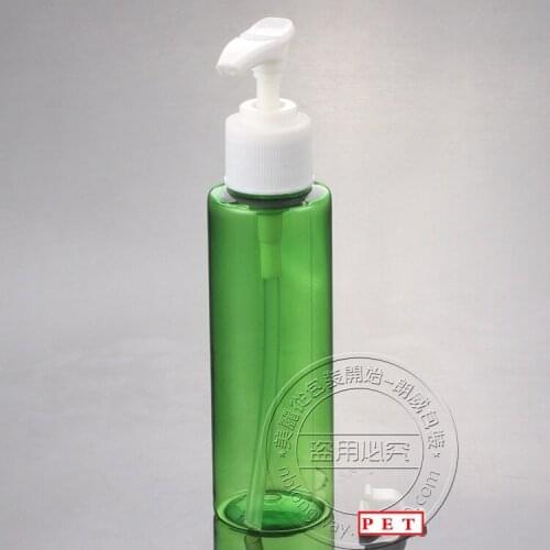 50pcs 100 ml PET bottle with long mouth lotion pump , empty 100ml green plastic cosmetic bottle for liquid and lotion cream