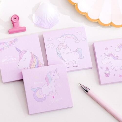 80 sheets Kawaii Unicorn Memo Pad Sticky Student Portable Note Book Office Message N Times Sticker School Supplies Stationery