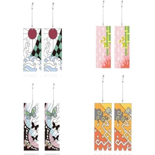 Japaness Anime Acrylic Demon Slayer Kimetsu no Yaiba Blade of Ghost Earring jewelry Cosplay Gift For Women Men