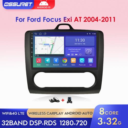 DSP Android10 Car Radio Player for Ford Focus Exi AT Mk2 2004-2011 Multimedia Stereo Video Navigation GPS 2Din RDS Quad Core SWC