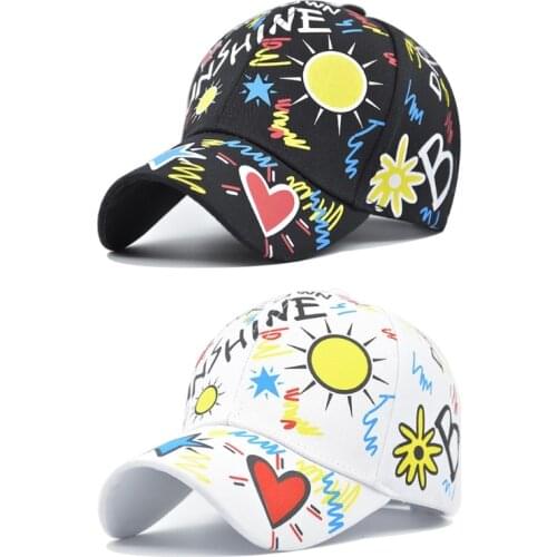 N7MF Baseball Hat Men with GRAFFITI Print Adjustable Punk Hip Hop Sun Protection