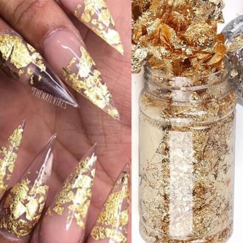 Shiny Foil Nail Art Paper Irregular Foil Leaf Gold Silver Design Glitter Flakes DIY Nails Stickers Manicure Makeup Decorations