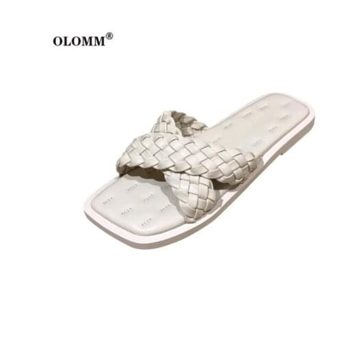 Cross Drag Sandals Female 2021 New Flat Bottom Fairy Style Wild Student Outer Wear Woven Cross Strap Soft Bottom Sandals