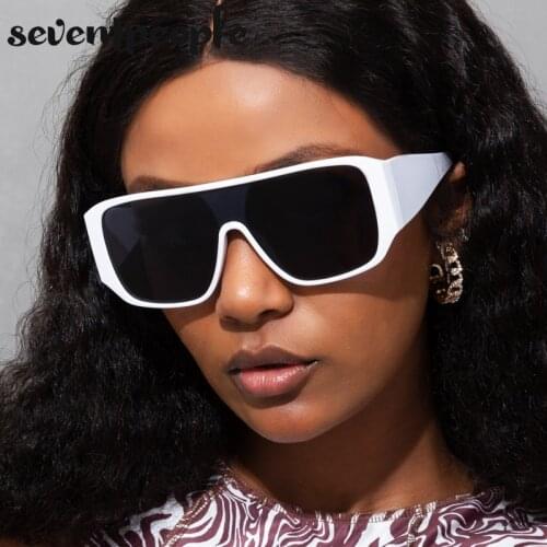 Retro One Piece Sunglasses Women 2021 Fashion Oversized Sun Glasses For Ladies Vintage Flat Top Square Shades Eyewear Unisex
