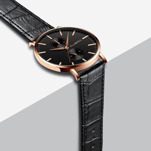Top Brand Watch Hodinky Leather Watchband Fashion Business Analog Quartz Watch Minimal Clock Black Drop Shipping Horloges Mannen