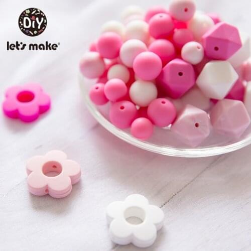 Lets Make 1Set Baby Silicone Teether Beads Diy Baby Rattle Pacifier Chain Accessories Stroller Infant Crib Bed Toy Baby Teether