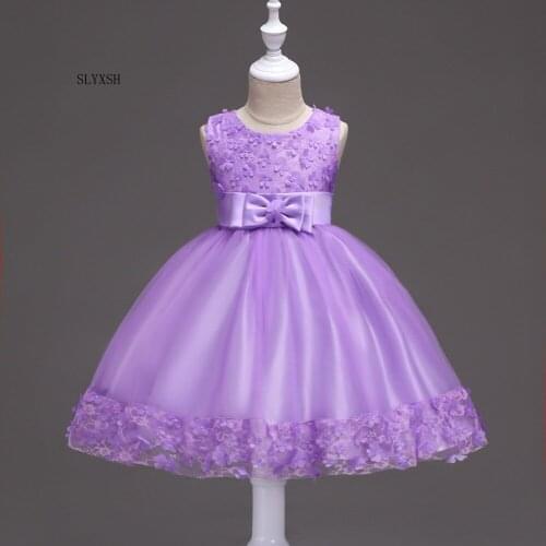 Girls Dress Mesh Pearls Children Wedding Party Dresses Kids Evening Ball Gowns Formal Baby Frocks Clothes for Gir
