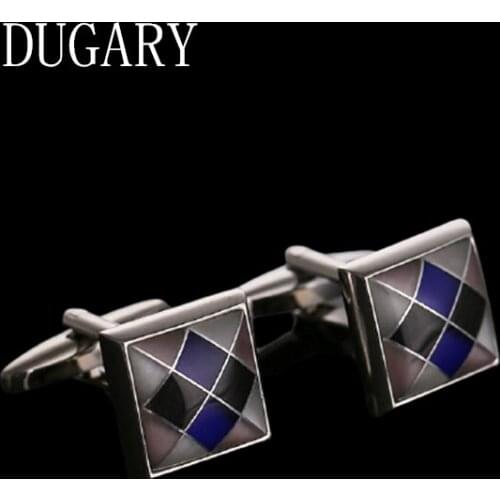 DUGARY Luxury shirt cufflinks for mens Brand cuff buttons cuff links High Quality Square crystal abotoaduras Jewelry gemelos