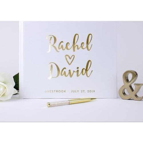 Personalize Guest Book Gold Calligraphy Alternative Guestbook Custom Names and Date Wedding Journal A5 B5 size birthday ablums