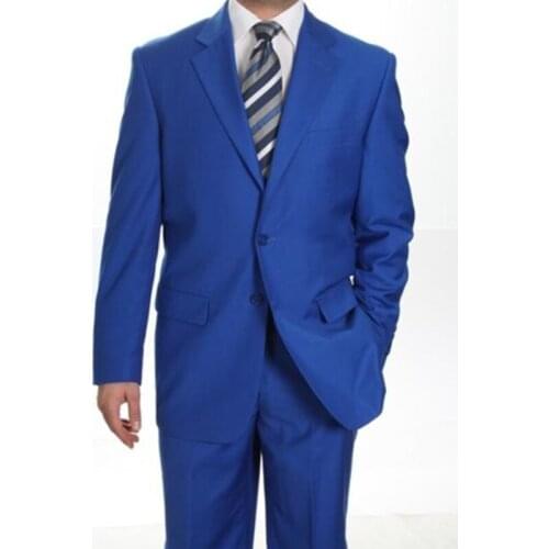 Custom Fashion Navy Blue Two Button Men Suits Slim Fit Groom Tuxedo For Wedding Dress Dinner Party Male Clothing (Jacket+Pants)