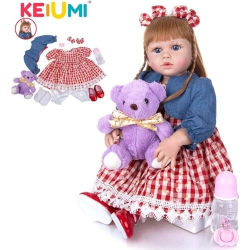 KEIUMI New 23 Inch Silicone Reborn Baby Doll Lifelike Toddler Full Silicone Body Reborn Bebe Toys For Children Birthday Gifts