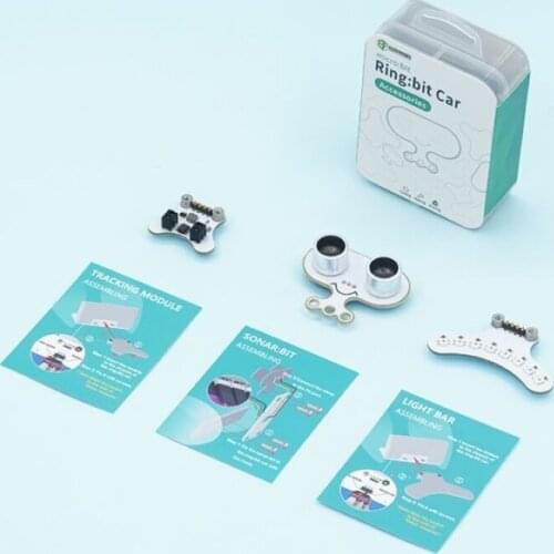 Ring:bit Car Accessories Include Sonar:bit Tracking Module and LED Light bar for Micro:bit STEM Educational Toy Robot