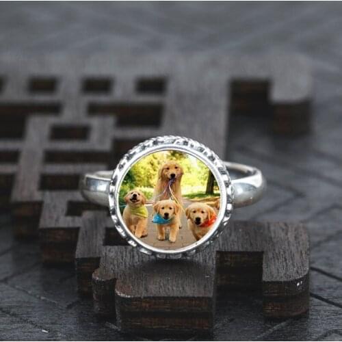 Golden Retriever Real Solid 925 Sterling Silver Ring for Girls Vintage Silver Color Beads Animal Dogs Rings Jewelry Charm 2018