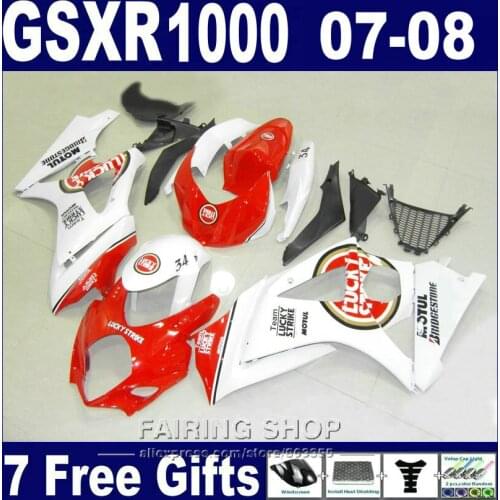 Top-selling high quality fairings For Suzuki GSXR 1000 07 08 red white black fairing kit GSXR1000 2007 2008 PG33
