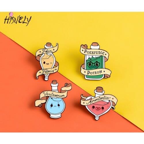 Cute cartoon magic potion alloy brooch bag clothes backpack lapel enamel pin badge jewelry gift for friends accessories