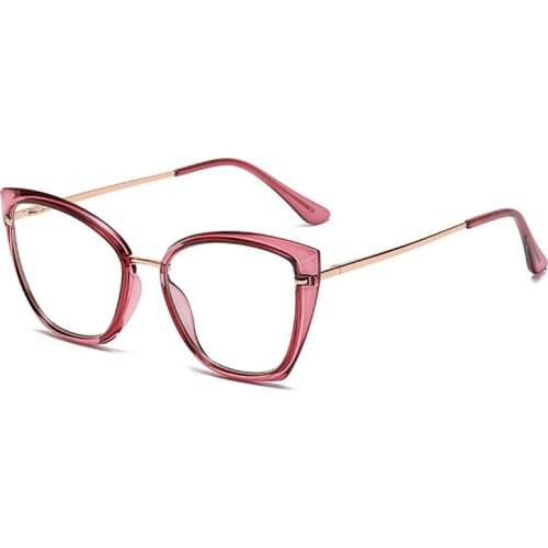 New Blue Light Proof TR90 Cats Eye Spectacle Frame Womens Lightweight And Tough Fashionable Myopia Eyeglasses Metal Spring Leg