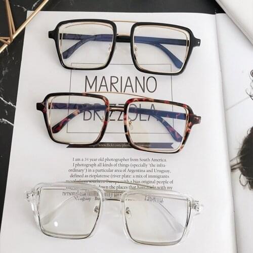 ZAOLIHU Fashion Square Optical Frame Black Oversize Eyewear UV400 Compuer Eyeglasses Vintage Metal Moypia Glasses Mens Eyeglass