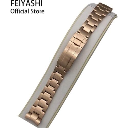 FEIYASHI Watchband Bracelet 20mm 316L Stainless Steel Mens watches rose gold strap Accessories for submariner daytona 40mm case