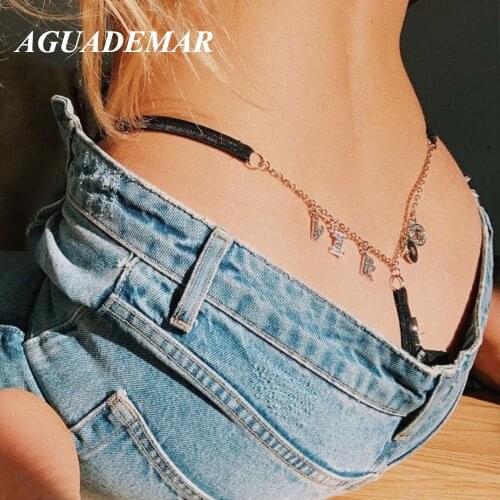 Sexy Thong Chains For Custom Crystal Letters Waist Body Chain Belt Women Name Personalized Belly Body Chain Jewellery Underwear