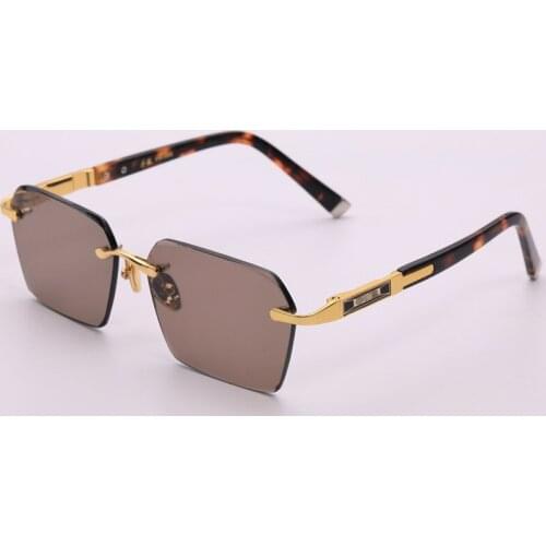 Glass Rimless Sunglasses Man Woman Natural Crystal Stone Lens Hexagon Sun Glasses Anti Eye Dry Anti Scratch UV400 Goggles
