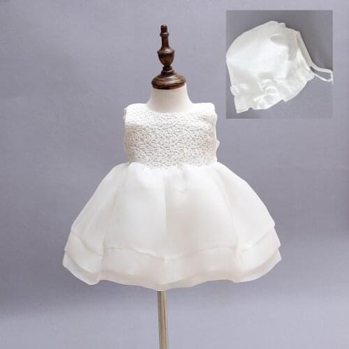 Wedding Birthday Dresses For Infant Girls Elegant Party Christening Baby Formal Pageant Clothes with Hat 0-2Y