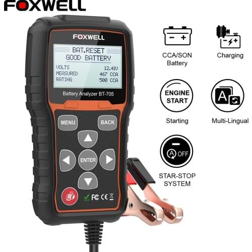 Car Battery Tester Analyzer Tool FOXWELL BT705 Auto Batteries Health Tester Engine Start Stop System Test Multi-Language