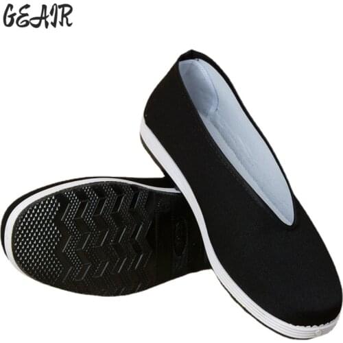 100% Cotton Shoes Mens Casual Middle-aged and Elderly Black Social Shoes Kung Fu Performance platform Shoes size 35 to 47