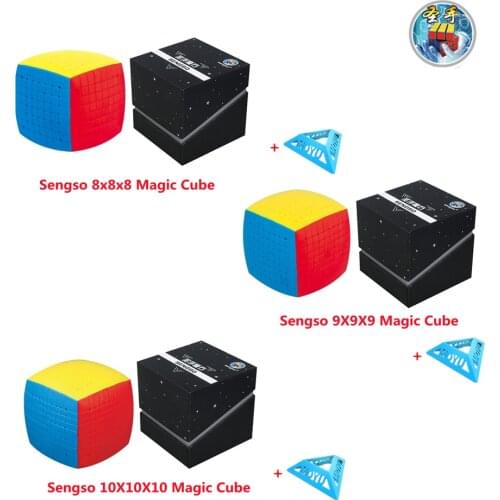 Sengso High-level 8X8 9x9 10X10 Cubo Magico Stickerless Smooth Speed Professional Toy For Adults Antistress Magic Cube Kids Gift