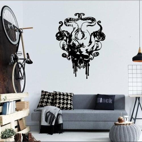 Funny Sticker for cars waterproof Vinyl style auto Decals skeleton octopus decal in Black or Silver automotive sticker DW6181