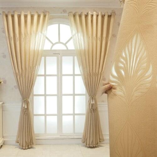 New Simple Curtains Modern Yellow Leaf Yarn Jacquard Hollow Semi-transparent Custom Curtains for Living Dining Room Bedroom
