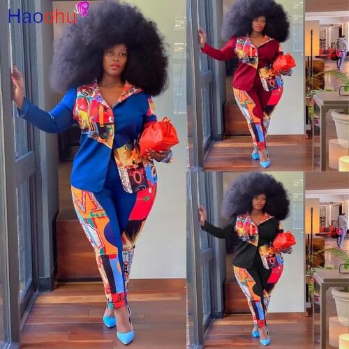 HAOOHU Activewear Plus Size L-4XL Womens Set Blazers Pencil Pants Matching Set Sporty Tracksuit Fitness Two Piece Set Outfit