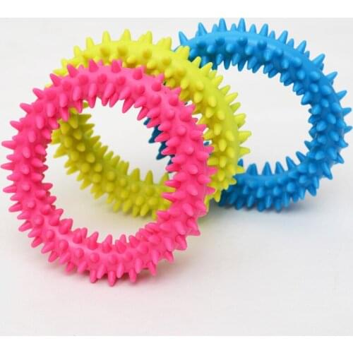 1pc Pet TPR Barbed Ring Circle Teddy Golden Retriever Bichon Dog Toy Rubber Bite Resistant Toy Interactive Dog Toys Random Color