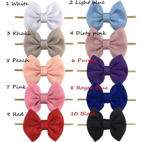 20Pcs Baby Girls 5.5" Fabric hair bows Headband Soft thin Nylon Hair Band For Kids Spring 2020 Hair Accessories