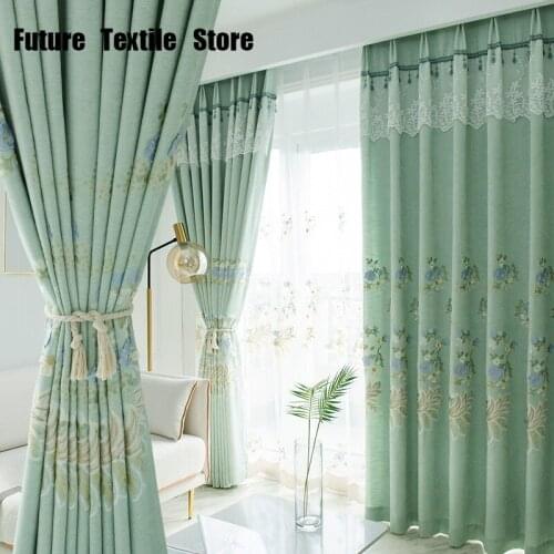 2021 Curtain Fabric Modern Simple Embroidered Curtain Custom Window Finished Product Curtains for Living Dining Room Bedroom