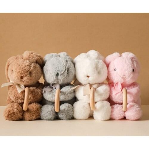 25cm Cute Rabbit Plush Toy Stuffed Animal Bunny Pillow Soft Lumbar Back Cushion Plush Stuffed Toy Teether Ring Soothing Gifts