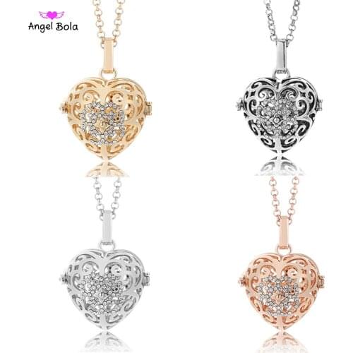 Angel Bola Jewelry 22.5mm Love Lucky Fragrance Cage Essential Oil Pendant Perfume Box Diffuser Necklace for Mom Gifts NL086