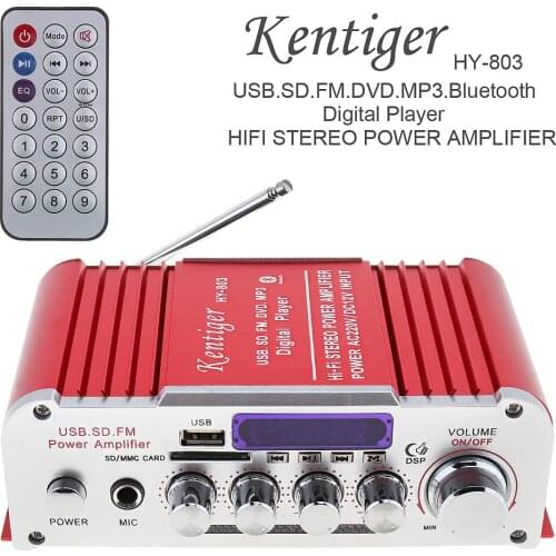 DC12V/AC220V/AC110V 2CH HI-FI Bluetooth Car Audio Power Amplifier FM Radio Player SD USB DVD MP3 Input for Car Motorcycle Home