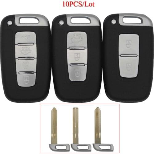 Kutery 10PCS/Lot Car Key Shell For Kia For Hyundai I45 IX35 Veloster Tucson Sonata Elantra 2/3/4Buttons Remote Key Case Cover