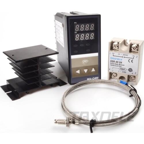 Dual Digital PID Temperature Controller REX-C400 with Sensor K thermocouple M6 input SSR replyOutput SSR-40DA REXC-400