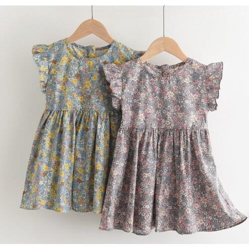Kids Girls Summer Sleeveless Dresses 2021 New Fashion Children Baby Flowers Print Clothes Girl Casual Cute Vestidos 80-140cm