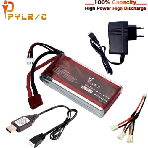 HOT SALE 7.4V 3000mAh 45C Max 60C RC Lipo Battery Charger Sets For Wltoys 12428 12423 RC Car feiyue 03 Q39 parts 2s Car Battery