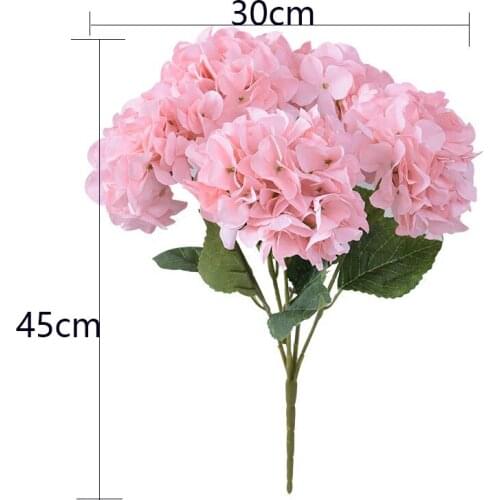 Simulation 5 Heads Hydrangea Silk Flowers Home Decoration Accessories Artificial Flower Wall Wedding Background Flower Wreath