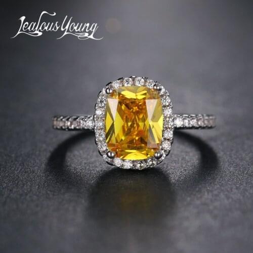 Classic Champagne Pink Love Ring with Square Top Quality Cubic Zirconia Women Anel Engagement Rings AR072