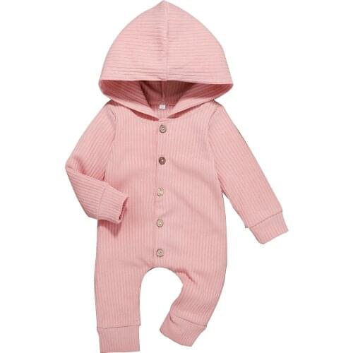 New Candy 4Colors Infant Baby Girls Long Sleeve Hooded Romper Solid Clothes Outfits
