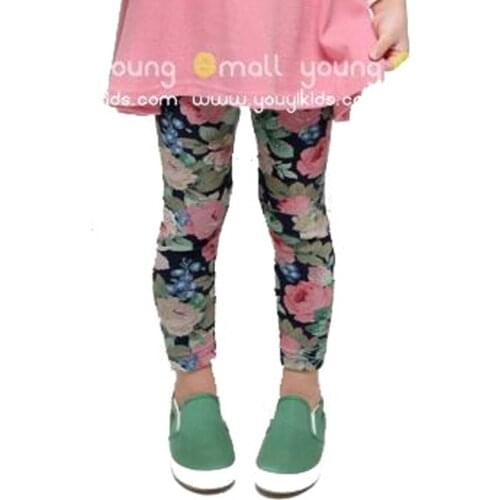 2016 Spring Autumn printing Flower Fashion Childrens Pants Girls Pants Leggings Girls legging Pencil Pant Color optional