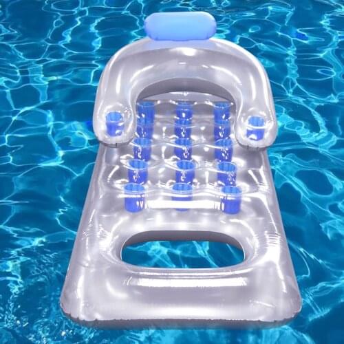 Pool Mat Inflatable Floating Row With 18 Cup Holders Water Air Mattress Swimming Pool Lounger Float Relax Floating Chair Air Bed