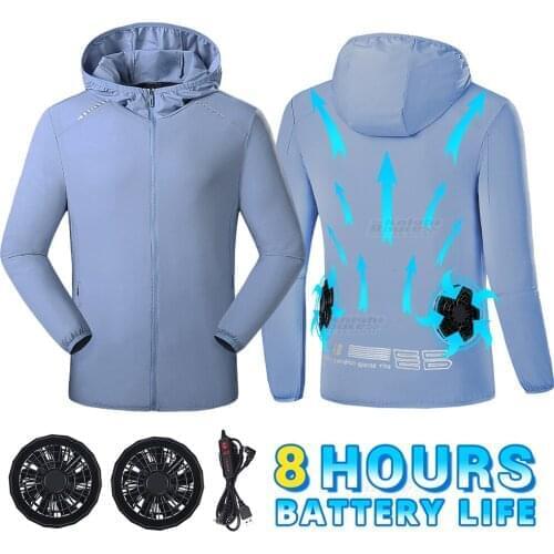 Summer Cooling Fan Jacket Hiking Jacket Outdoors Water-resistant Windbreaker USB Power Supply Runing Cycling Fishing Clothing